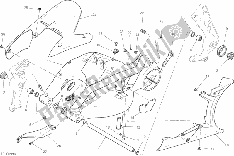 All parts for the Swing Arm of the Ducati Diavel Xdiavel Brasil 1260 2018
